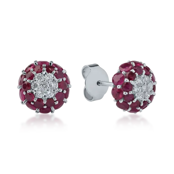 Cercei din aur alb cu rubine de 3.43ct si diamante de 0.31ct