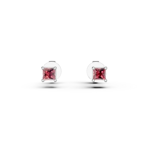 Cercei din aur alb cu rubine princess de 0.145ct
