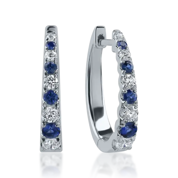 Cercei din aur alb cu safire de 0.39ct si diamante de 0.41ct