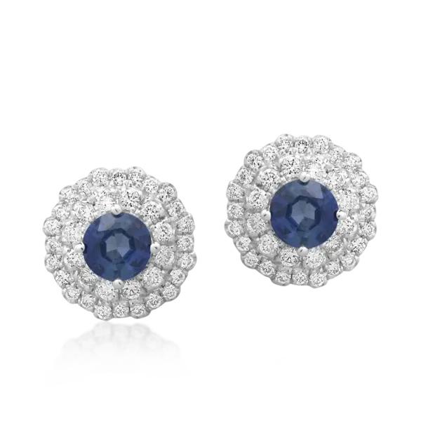 Cercei din aur alb cu safire de 0.72ct si diamante de 0.33ct