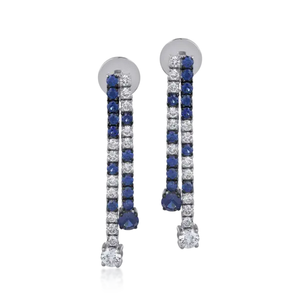 Cercei din aur alb cu safire de 1.84ct si diamante de 1.4ct