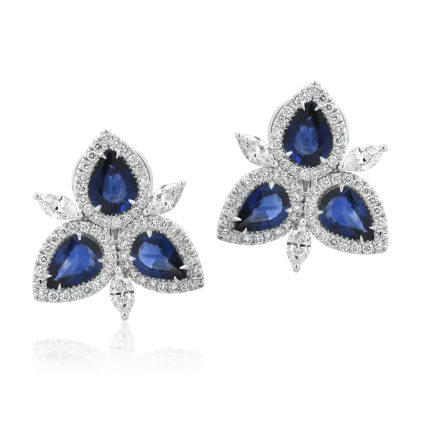 Cercei din aur alb cu safire de 6.84ct si diamante de 2.4ct