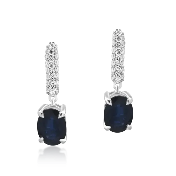 Cercei din aur alb cu safire ovale de 2.019ct si diamante de 0.221ct