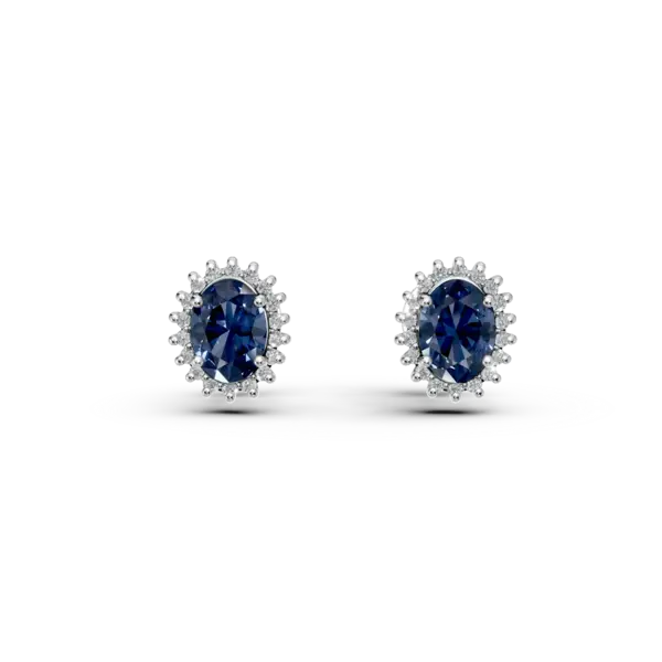 Cercei din aur alb cu safire ovale de 2.83ct si diamante de 0.44ct