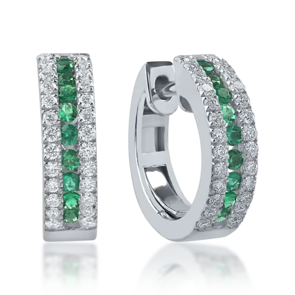 Cercei din aur alb cu smaralde de 0.26ct si diamante de 0.32ct