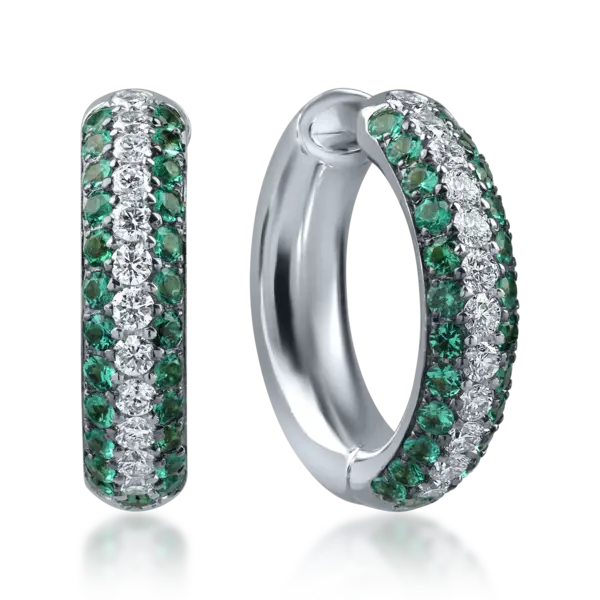 Cercei din aur alb cu smaralde si diamante de 1.31ct