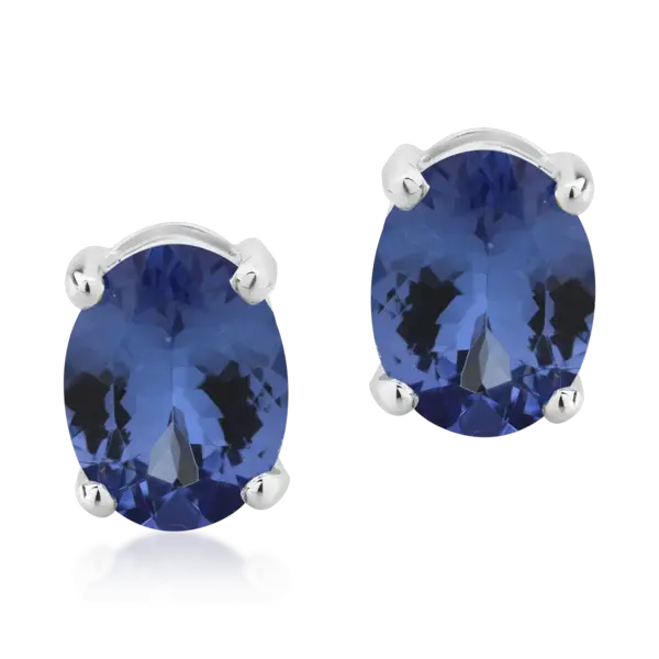 Cercei din aur alb cu tanzanite ovale de 2.43ct