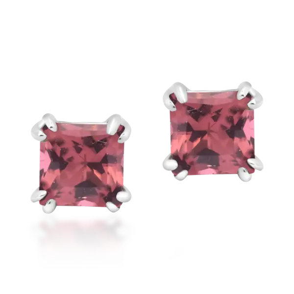 Cercei din aur alb cu turmaline multicolore princess de 0.7ct