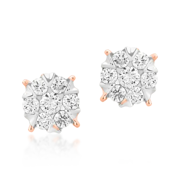 Cercei din aur alb-roz cu diamante de 0.2ct