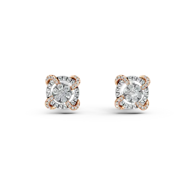Cercei din aur alb-roz cu diamante de 0.47ct