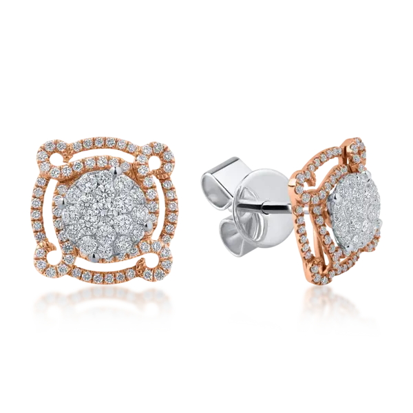 Cercei din aur alb-roz cu diamante de 0.83ct
