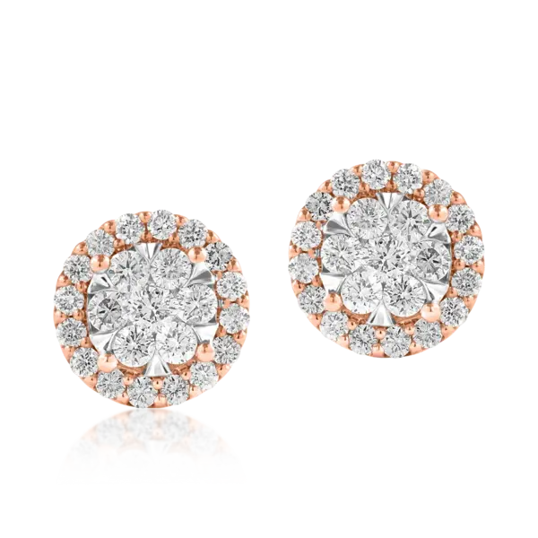 Cercei din aur alb-roz cu diamante de 1ct