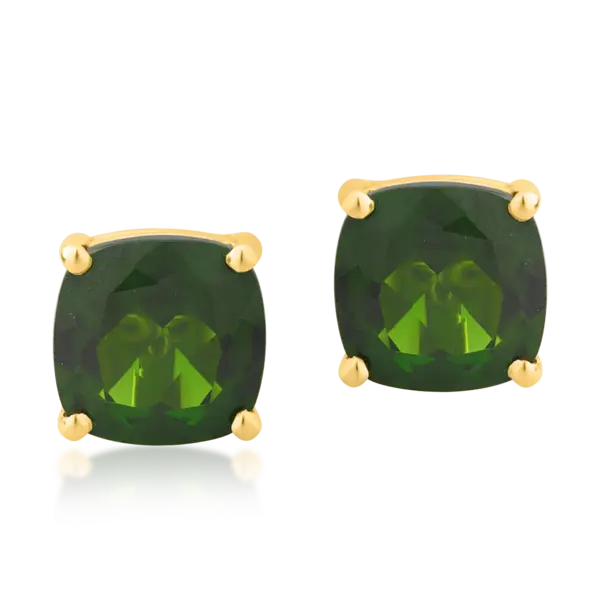 Cercei din aur galben cu cromdiopsid square de 4.35ct