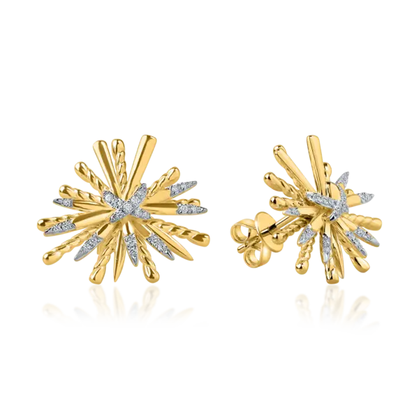 Cercei din aur galben cu diamante de 0.109ct