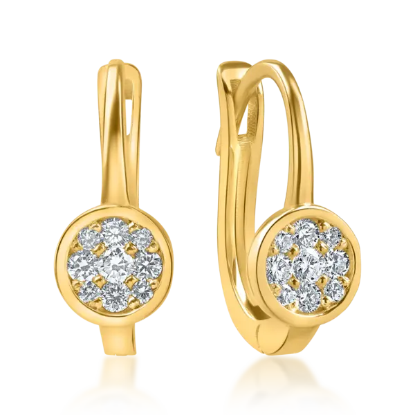 Cercei din aur galben cu diamante de 0.2ct