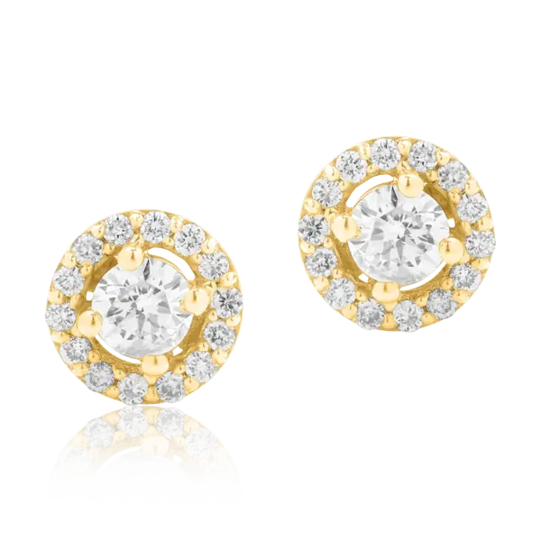 Cercei din aur galben cu diamante de 0.34ct