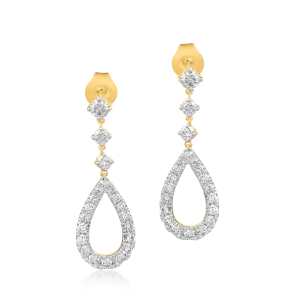 Cercei din aur galben cu diamante de 0.925ct