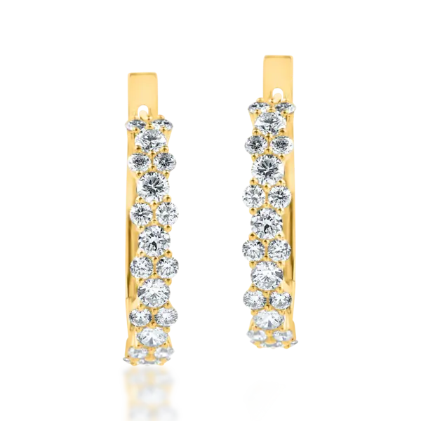 Cercei din aur galben cu diamante microsetting de 2ct