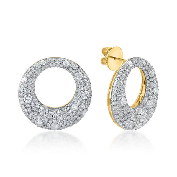 Cercei din aur galben cu diamante microsetting de 4.4ct