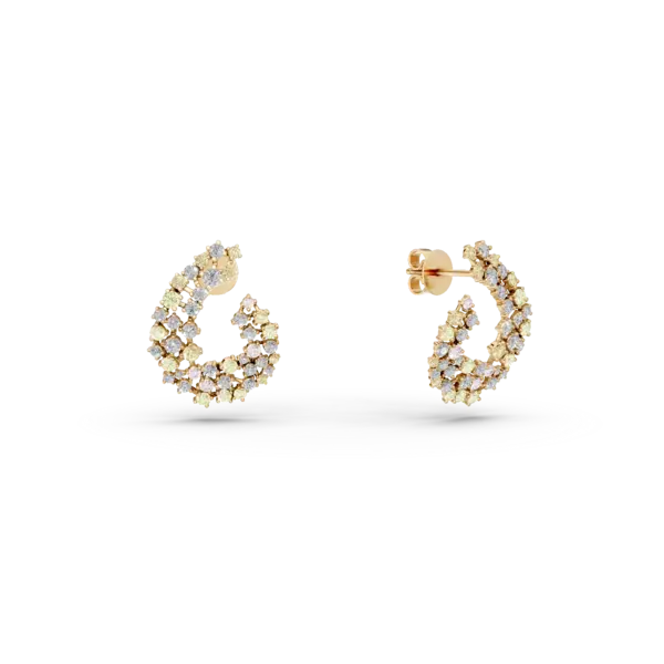 Cercei din aur galben cu diamante multicolore de 2.7ct