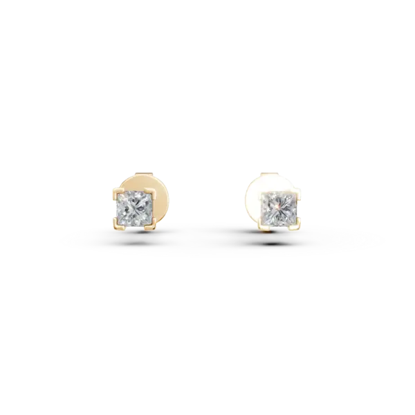 Cercei din aur galben cu diamante princess de 0.3ct