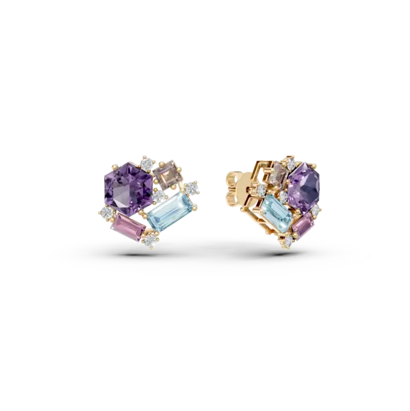 Cercei din aur galben cu pietre pretioase si semipretioase de 3.55ct
