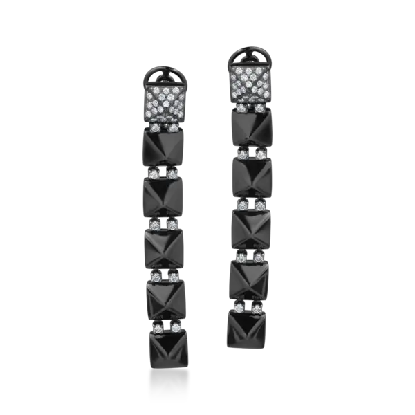 Cercei din aur negru cu diamante de 0.85ct