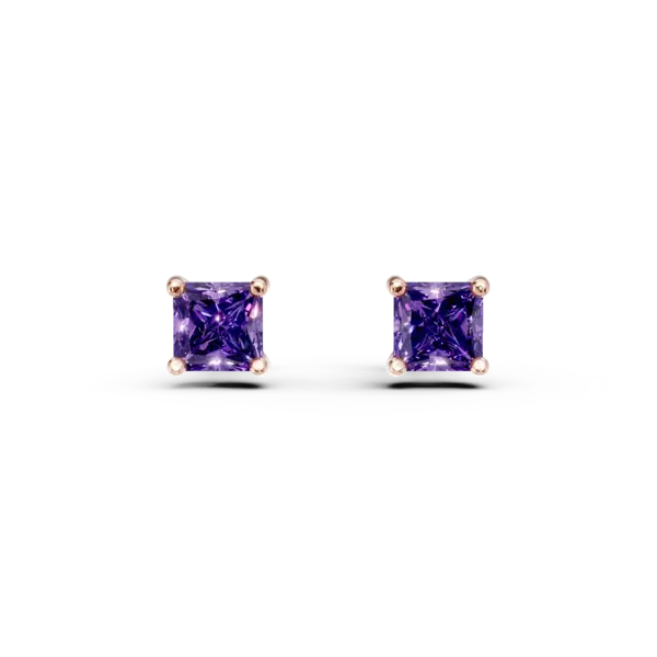 Cercei din aur roz cu ametiste square de 0.61ct