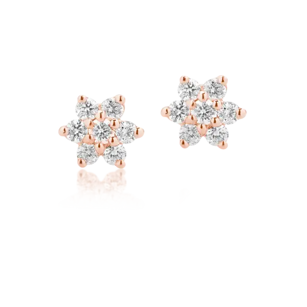 Cercei din aur roz cu diamante de 0.022ct