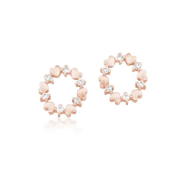 Cercei din aur roz cu diamante de 0.102ct