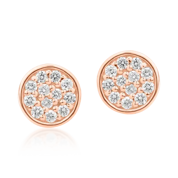 Cercei din aur roz cu diamante de 0.134ct