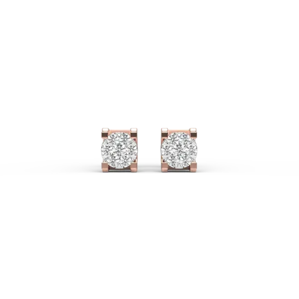 Cercei din aur roz cu diamante de 0.1ct