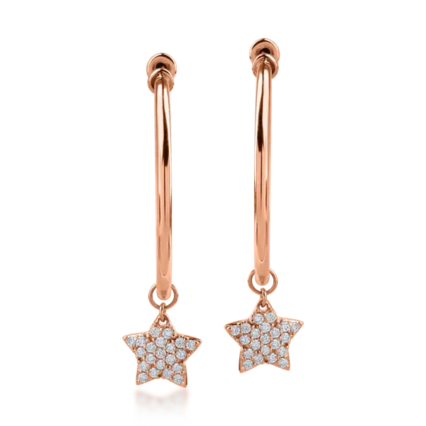 Cercei din aur roz cu diamante de 0.36ct