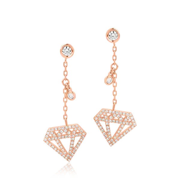 Cercei din aur roz cu diamante de 0.64ct
