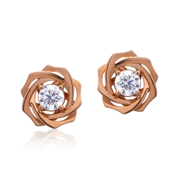 Cercei din aur roz cu diamante de 0.6ct