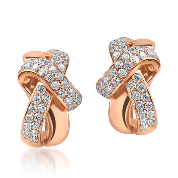 Cercei din aur roz cu diamante de 1.3ct