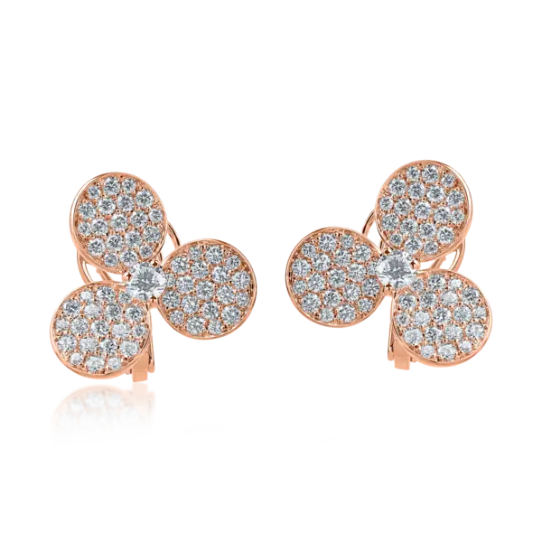 Cercei din aur roz cu diamante de 1.76ct