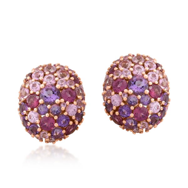 Cercei din aur roz cu pietre pretioase si semipretioase de 6.72ct