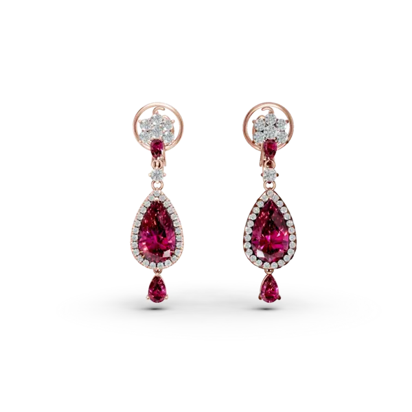 Cercei din aur roz cu pietre pretioase si semipretioase de 8.23ct
