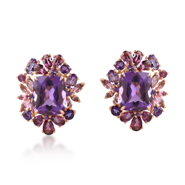 Cercei din aur roz cu pietre semipretioase de 19.6ct