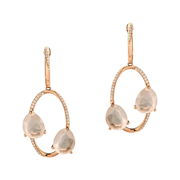 Cercei din aur roz cu quartz roz de 7.655ct si diamante de 0.277ct