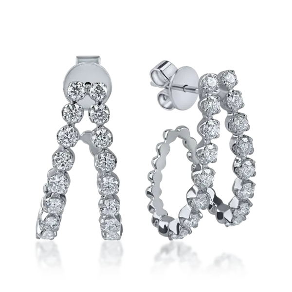 Cercei dubli din aur alb cu diamante de 1.2ct