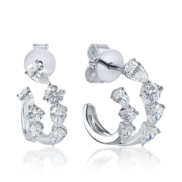 Cercei dubli din aur alb cu diamante de 1.96ct