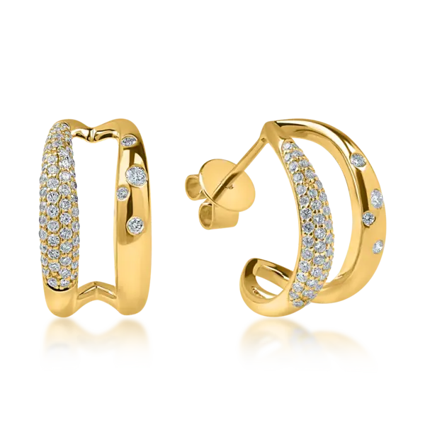 Cercei dubli din aur galben cu diamante de 0.4ct
