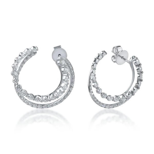 Cercei dubli on ear din aur alb cu diamante de 3.3ct