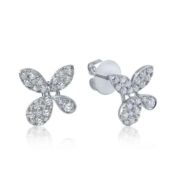 Cercei florali din aur alb cu diamante de 0.68ct