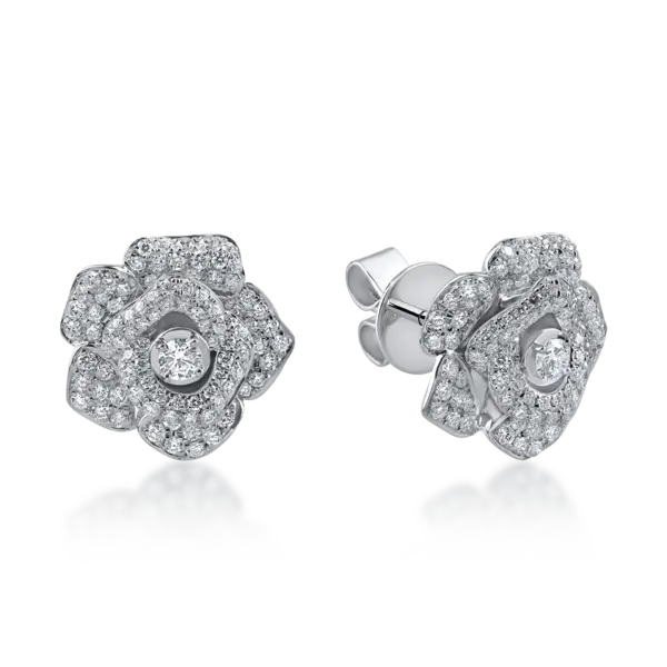 Cercei florali din aur alb cu diamante de 0.79ct