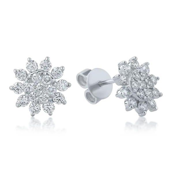 Cercei florali din aur alb cu diamante de 1.02ct