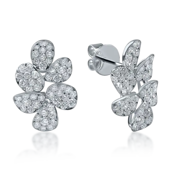 Cercei florali din aur alb cu diamante de 2.08ct