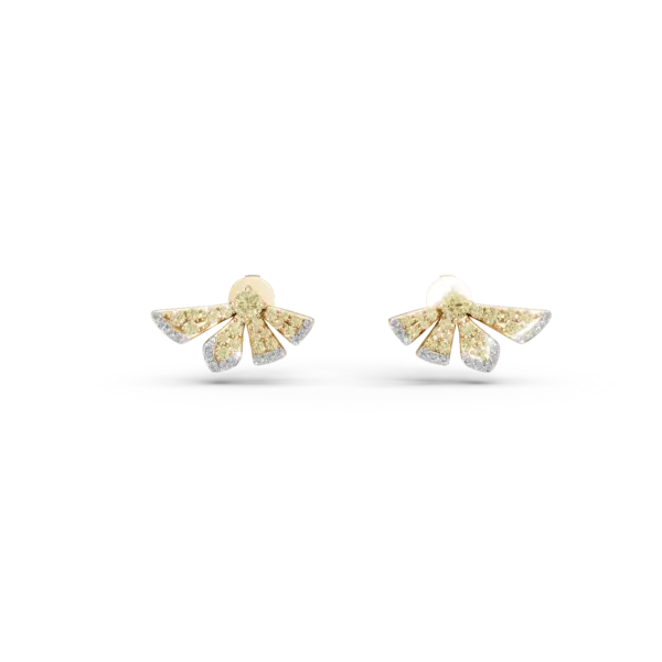 Cercei florali din aur galben cu diamante galbene de 0.83ct si diamante de 0.11ct